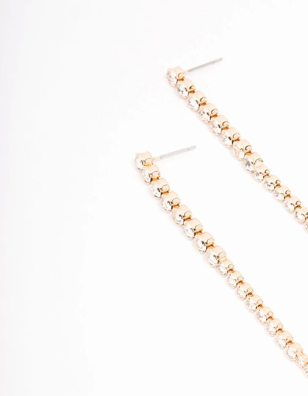 Gold Round Diamante Cup Chain Drop Earrings