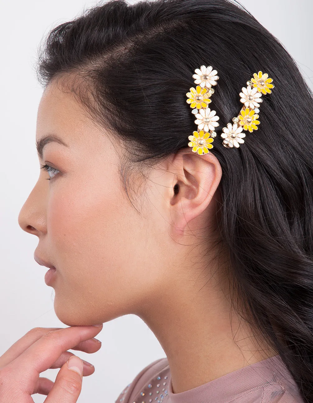 Gold Yellow Daisy Hair Clip Pack