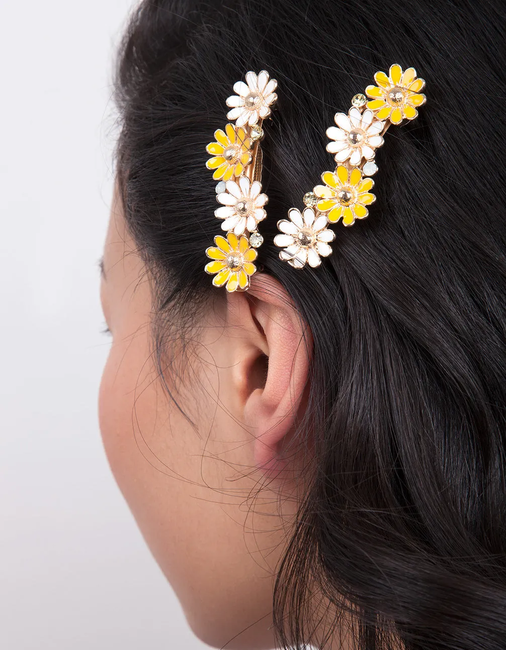 Gold Yellow Daisy Hair Clip Pack