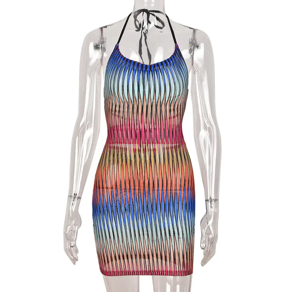 Gradient Mesh Mini Dress^