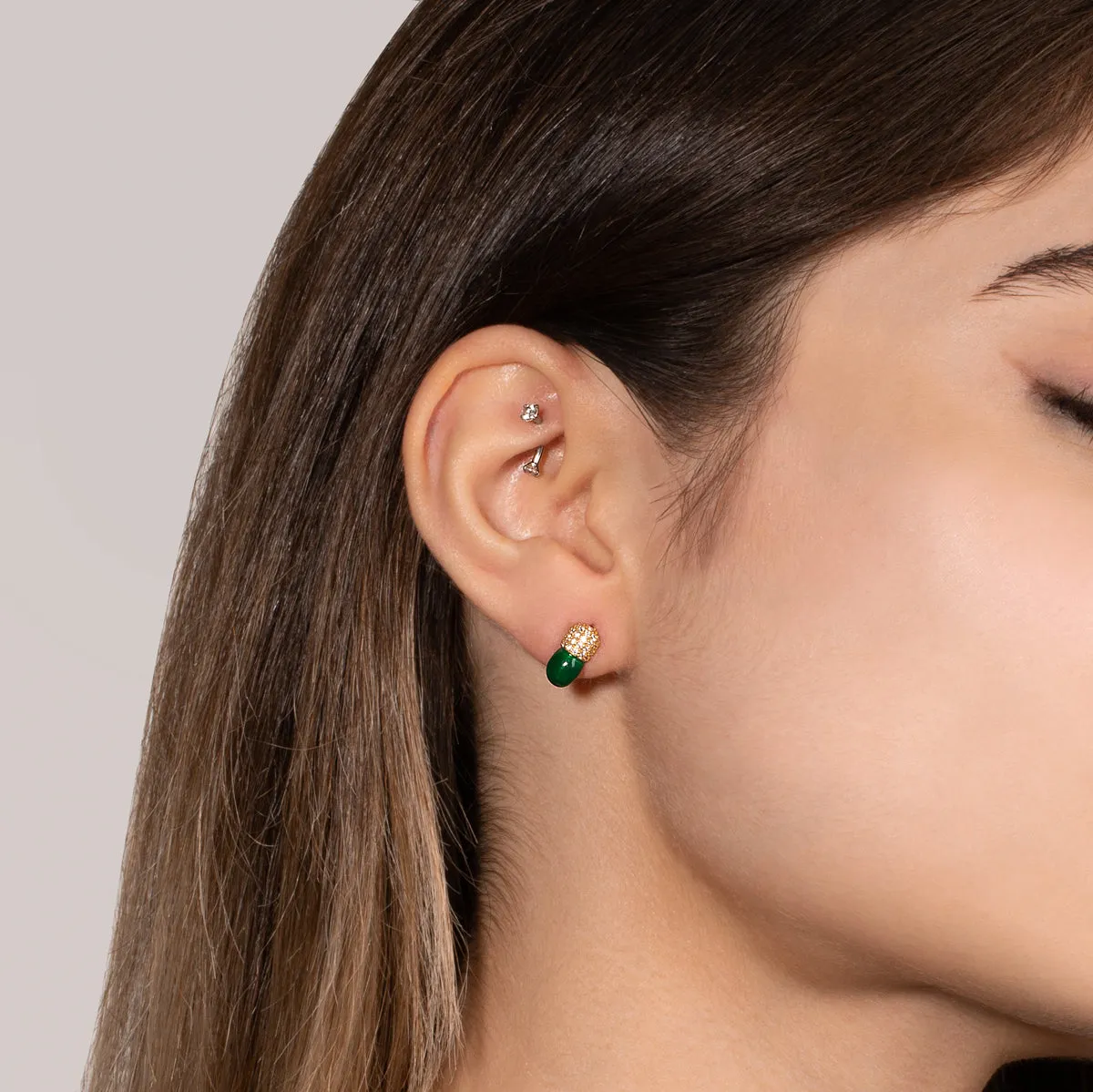 Green Capsule Stud Earring