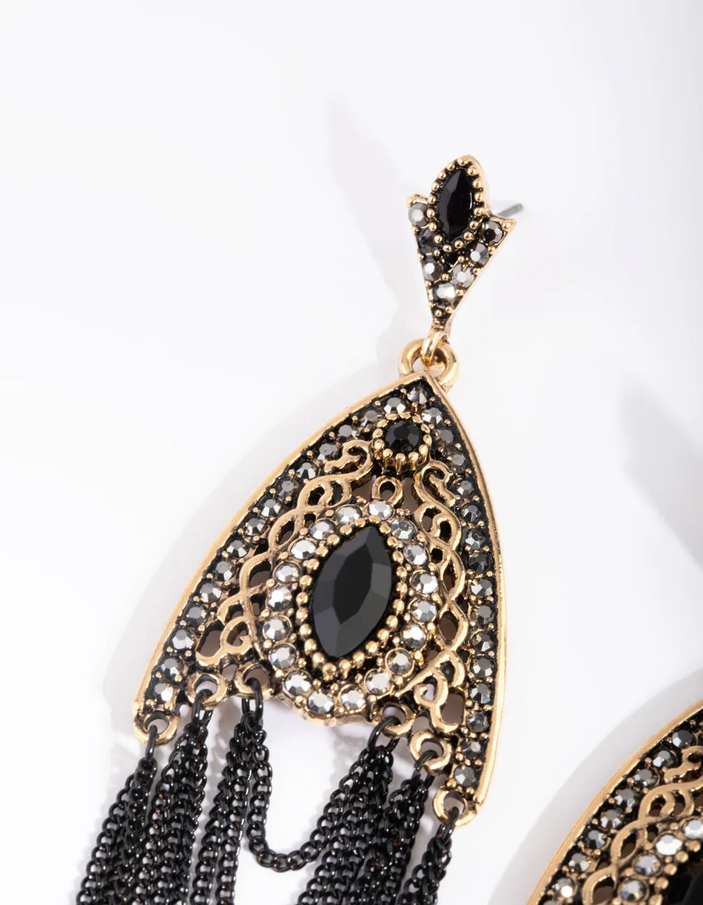 Gunmetal Chain Drop Earrings