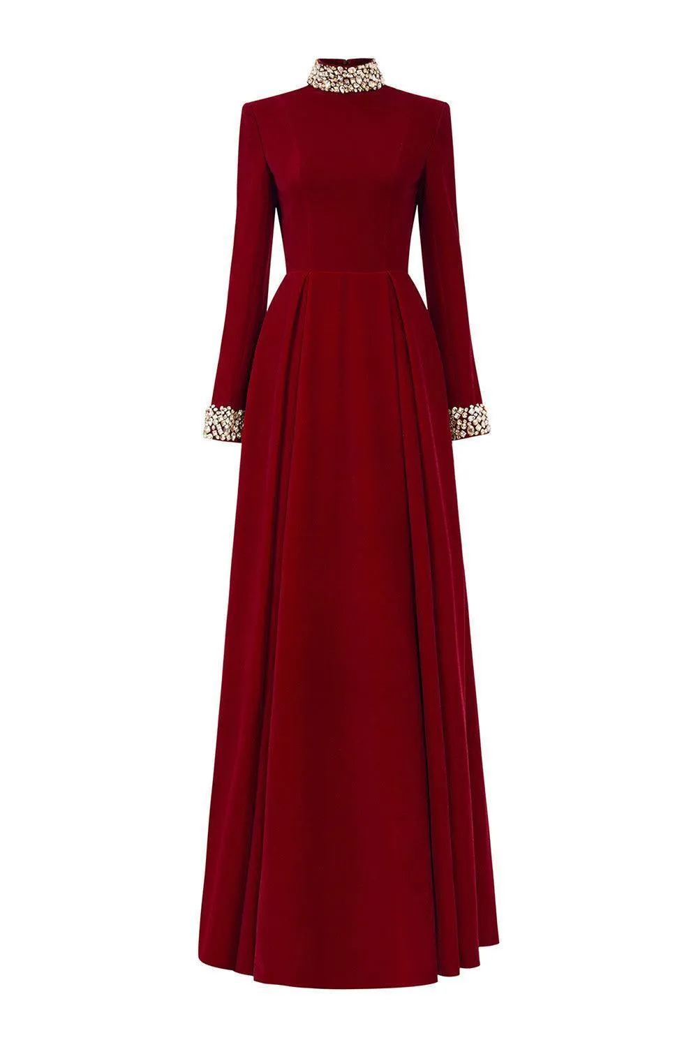 Haley A-line Draped Velvet Floor Length Dress