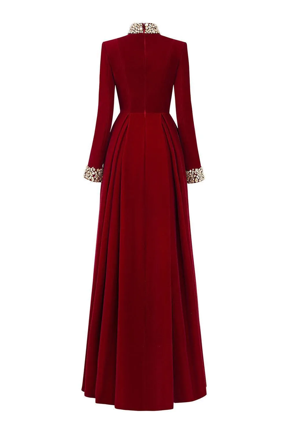 Haley A-line Draped Velvet Floor Length Dress