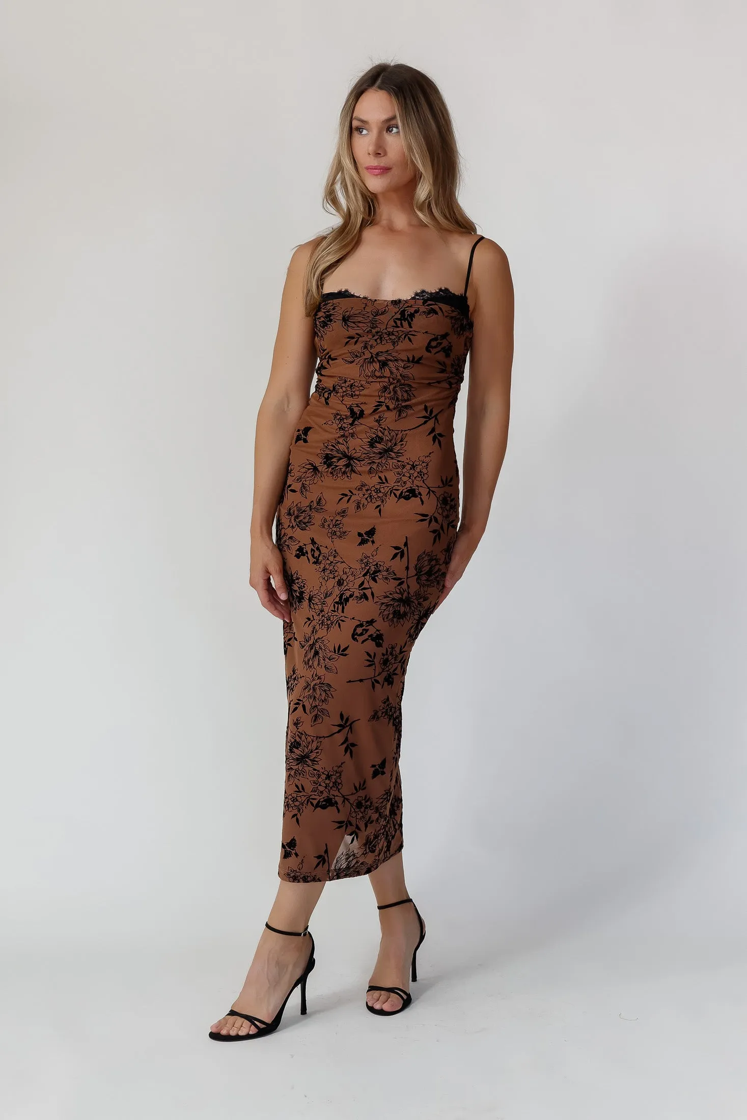 Inez Brown Floral Maxi Dress - Final Sale