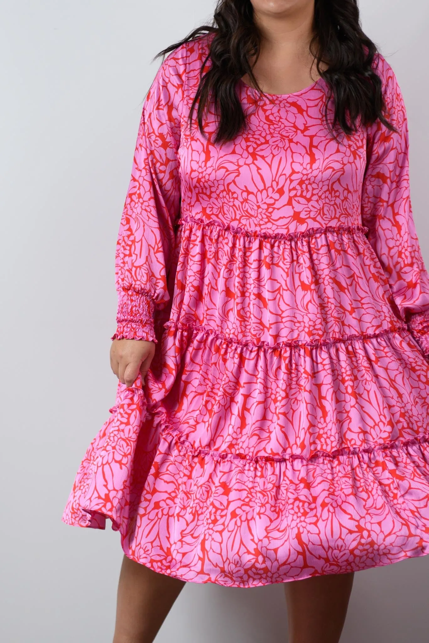 Isabella Dress - Red & Pink Floral