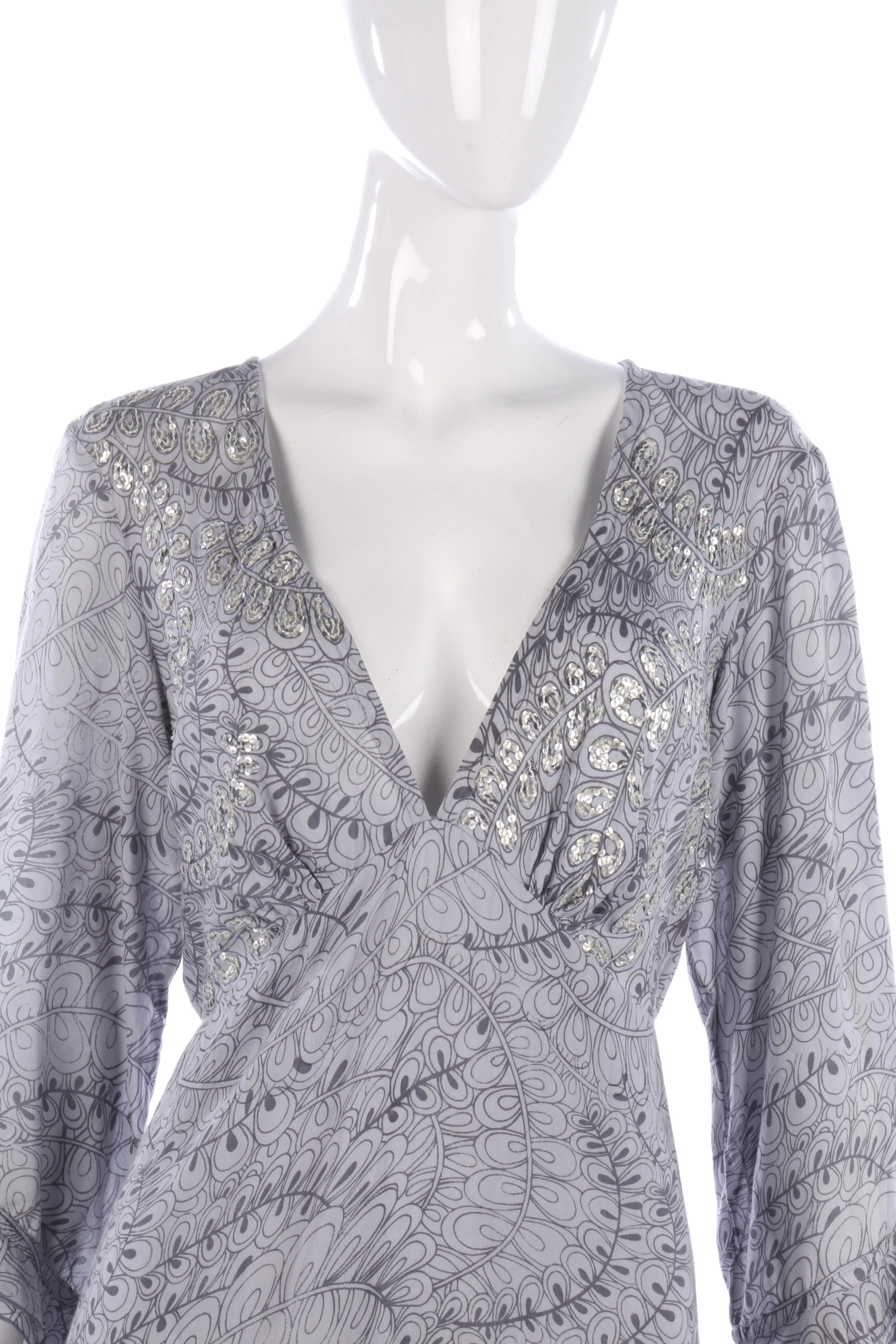 Jo Eden grey floral dress with sequin details size M