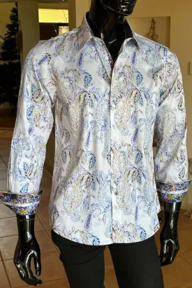 JOHN LENNON Mens Huddersfield  Long Sleeve Shirt - Paisley