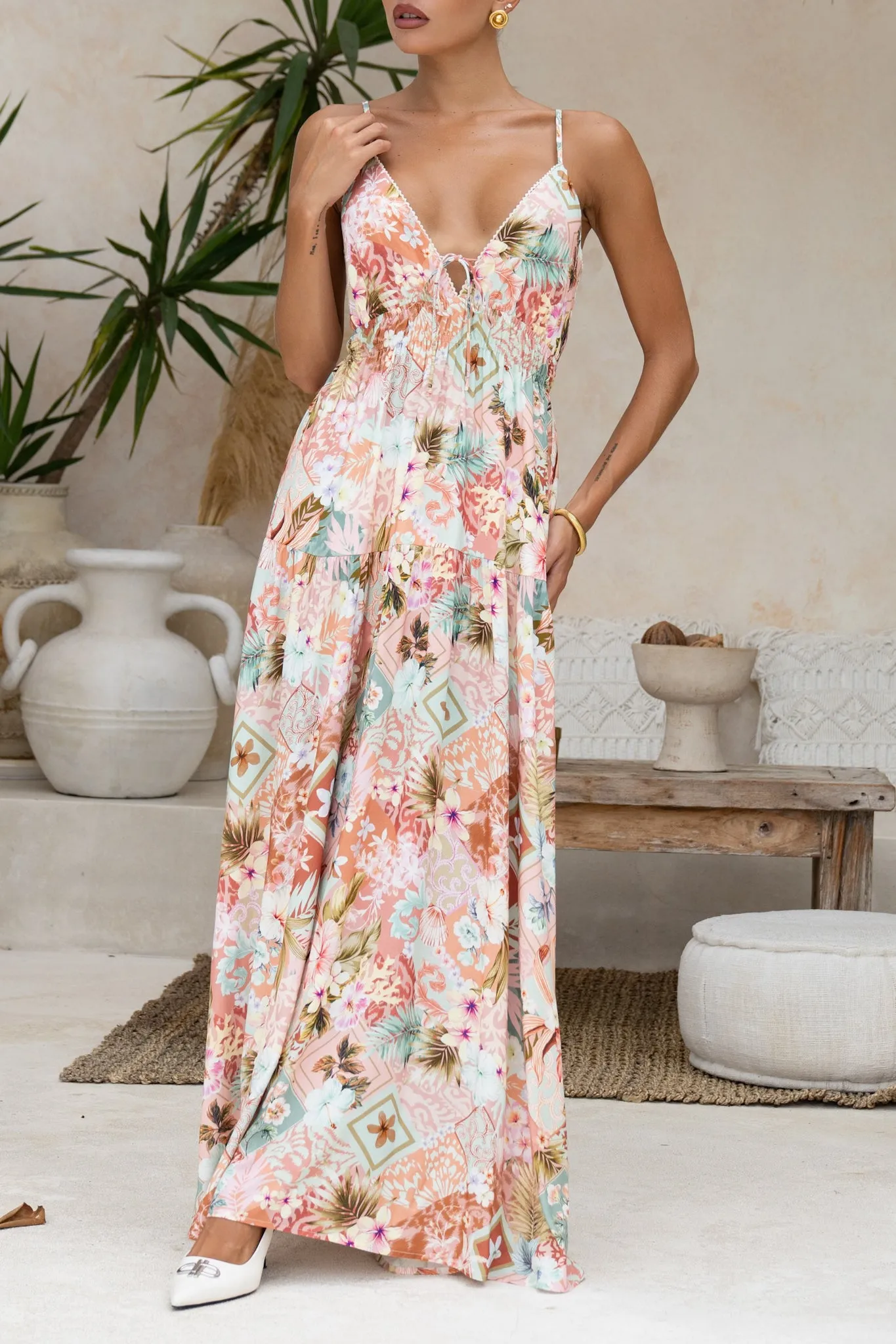 Jungle Multicolour Tropical Maxi Dress