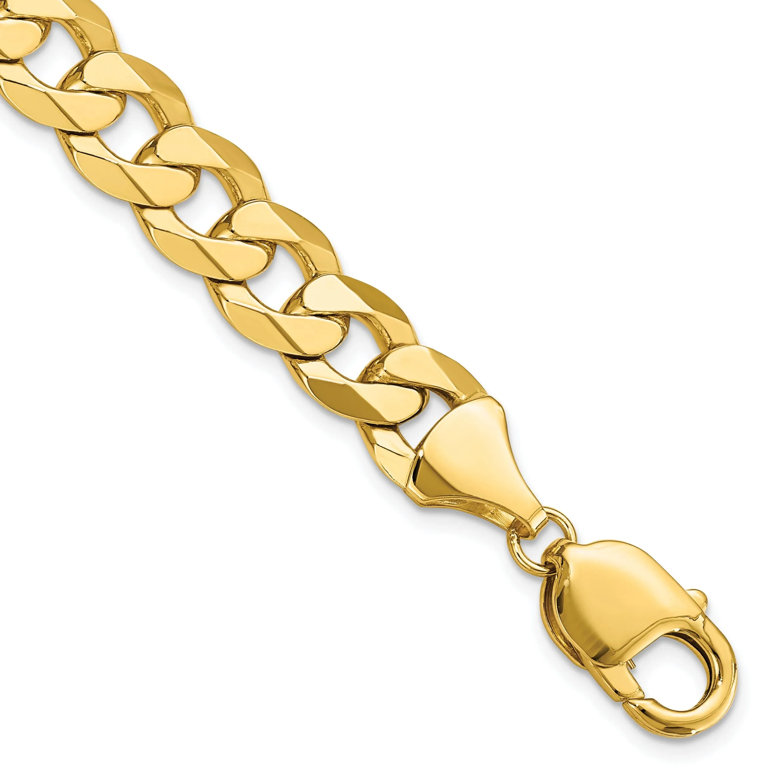 Leslie 14k Yellow Gold 9.5mm Beveled Curb Chain