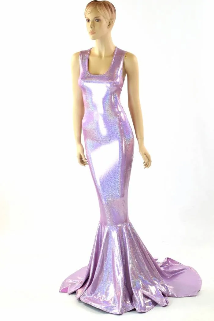 Lilac Holographic Puddle Train Gown