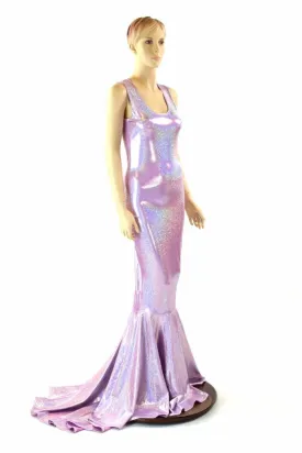 Lilac Holographic Puddle Train Gown