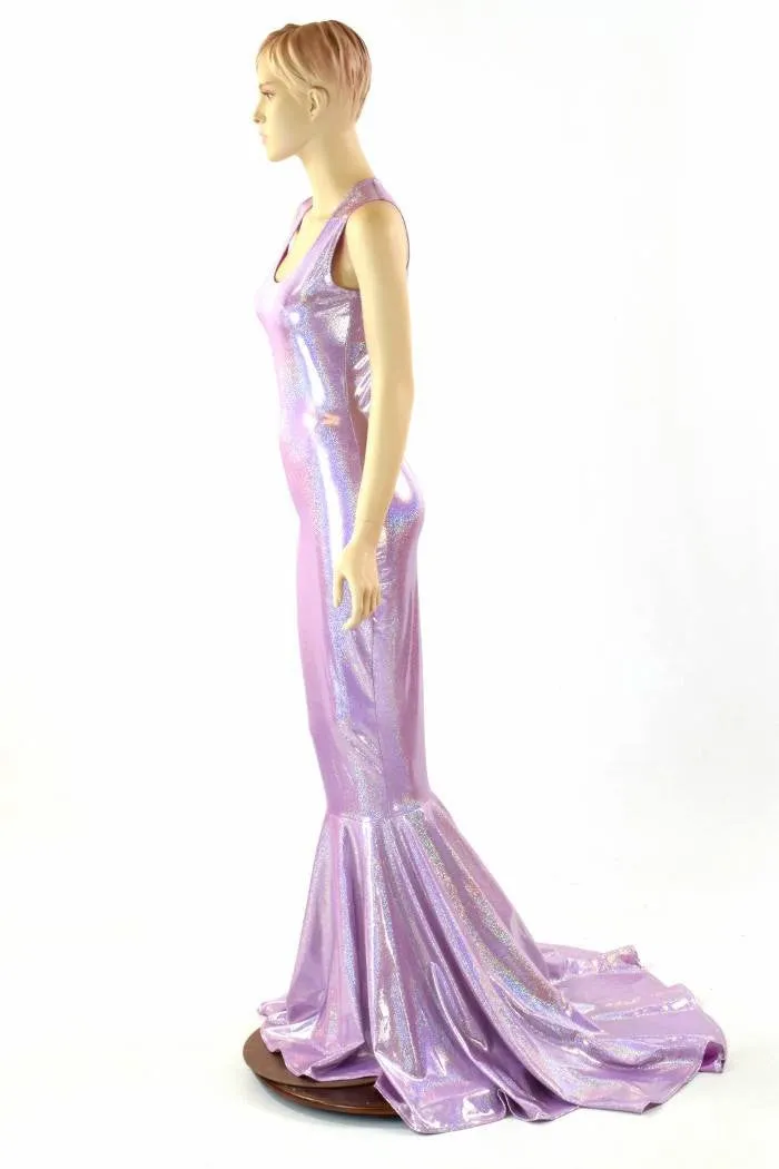 Lilac Holographic Puddle Train Gown