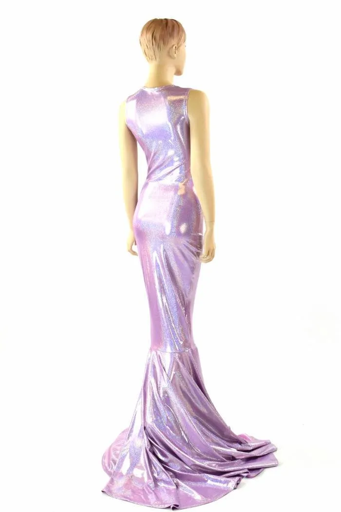 Lilac Holographic Puddle Train Gown