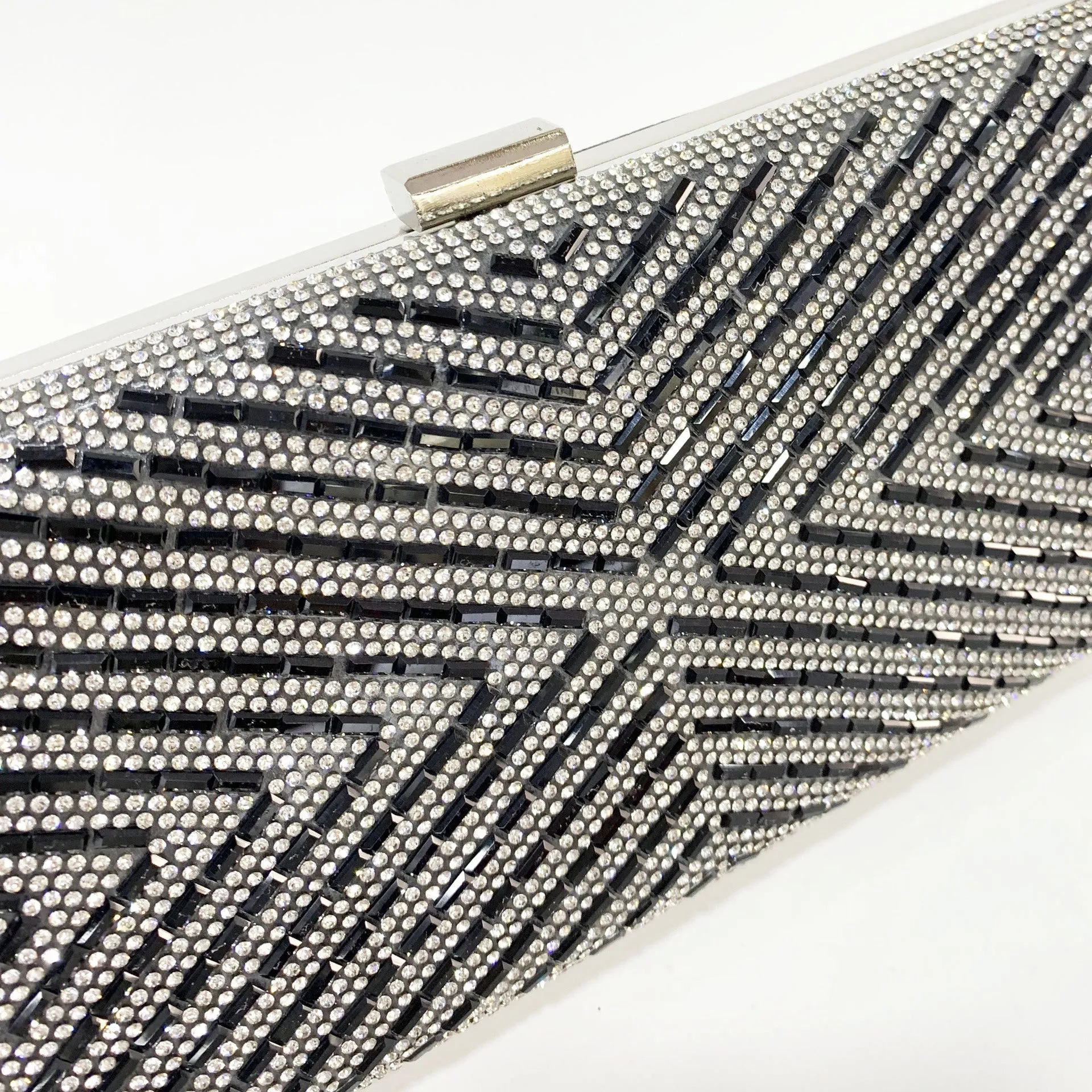 Luxy Moon X-Striped Rhinestone Hand-held Evening Clutch Bag