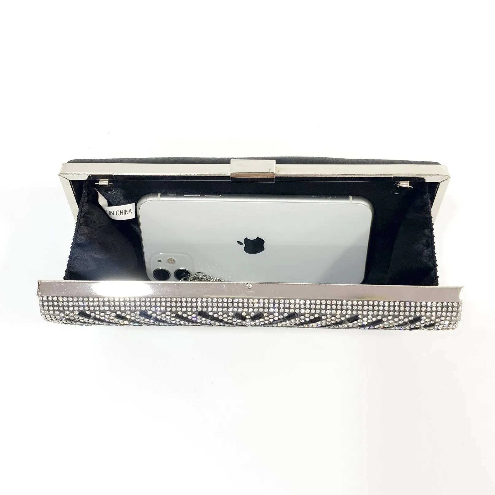 Luxy Moon X-Striped Rhinestone Hand-held Evening Clutch Bag