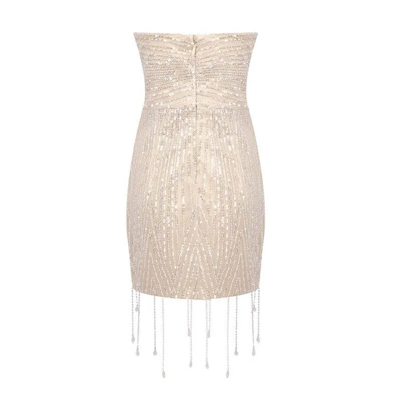 Mia Off Shoulder Crystal Embellished Mini Dress