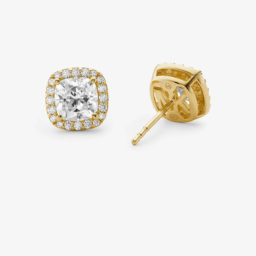 Michael Kors Precious Metal-Plated Sterling Silver Pavé Stud Earrings, Gold