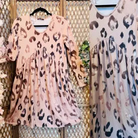 Mocha Baby Doll Animal Print Dress