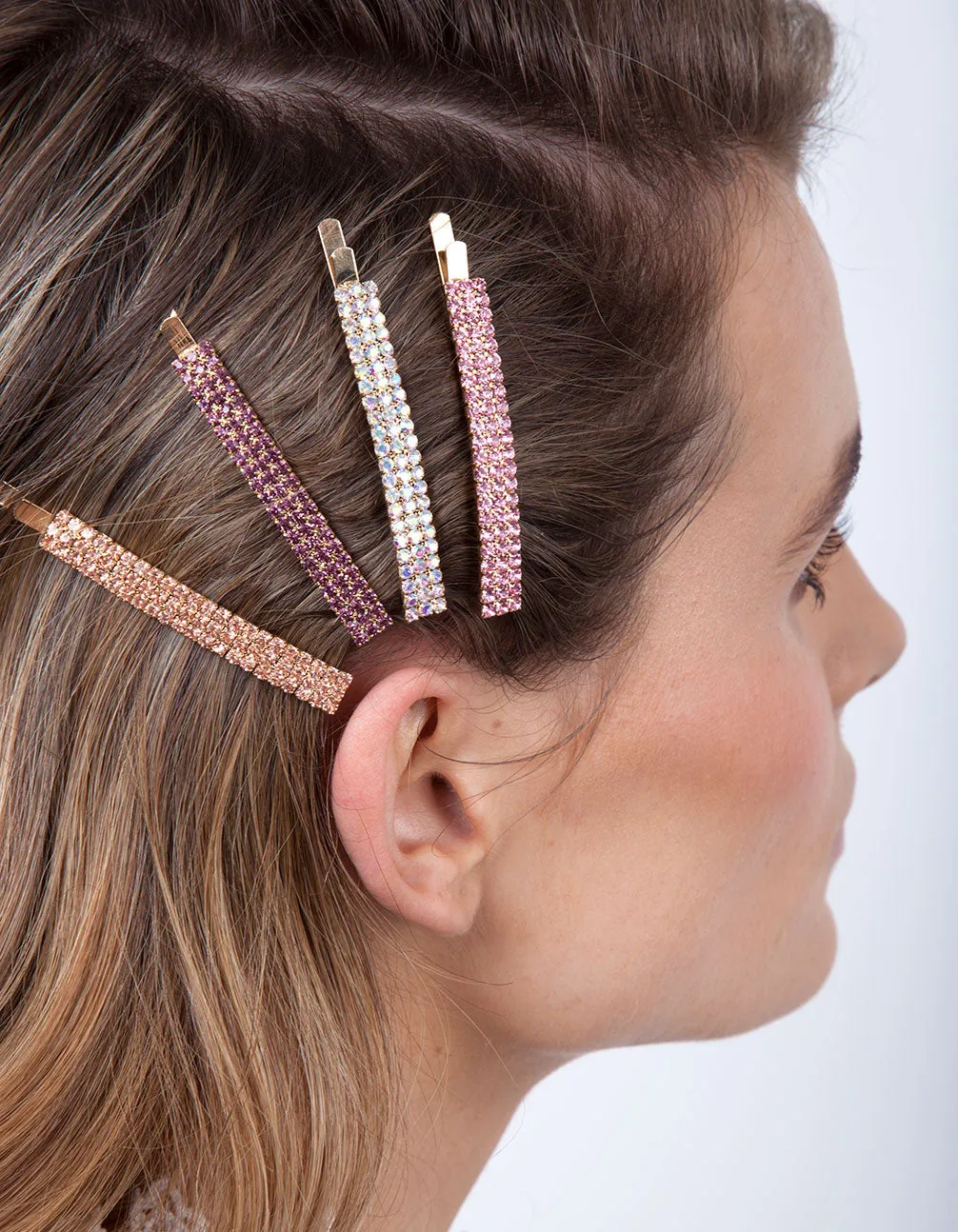 Pink Multi Diamante Hair Clip 4 Pack