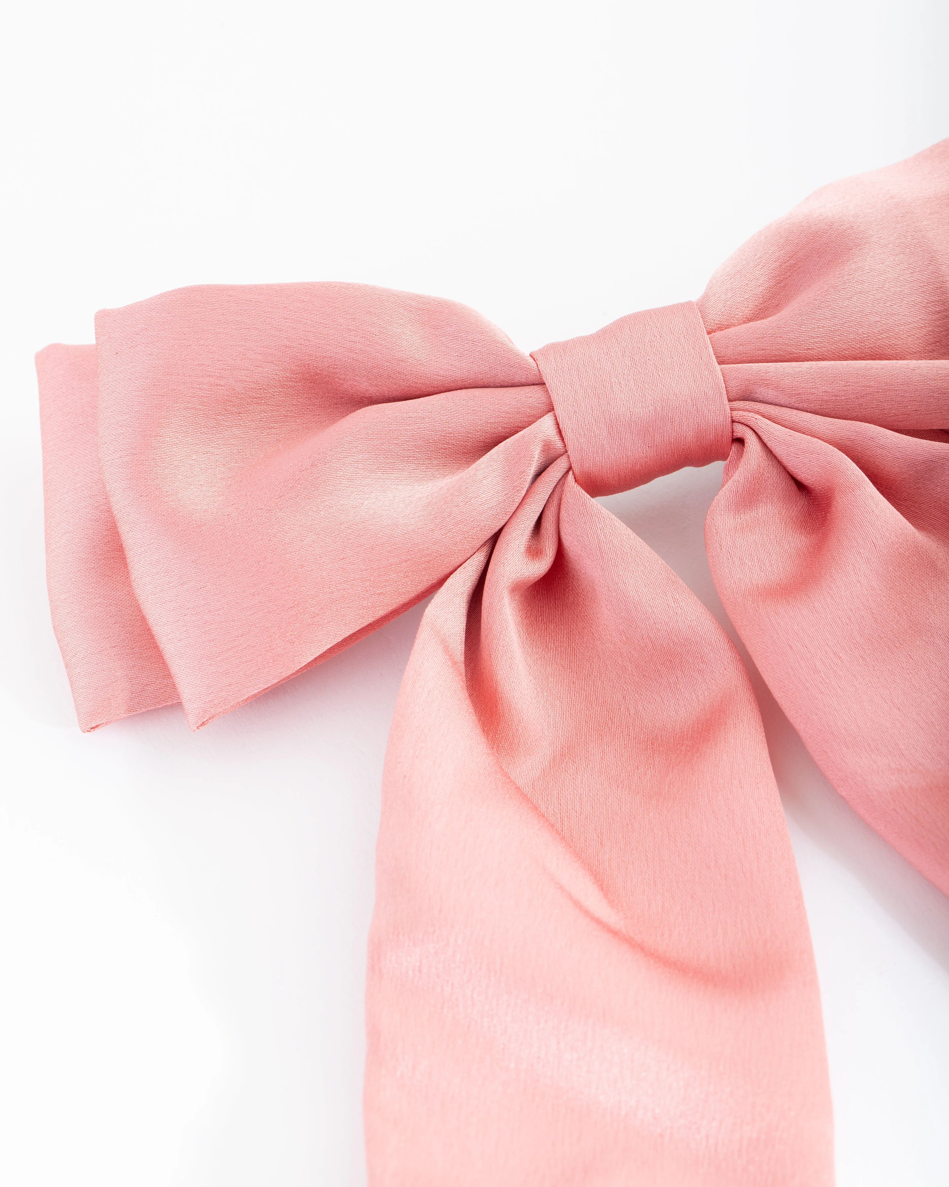 Pink Satin Bow Hair Clip