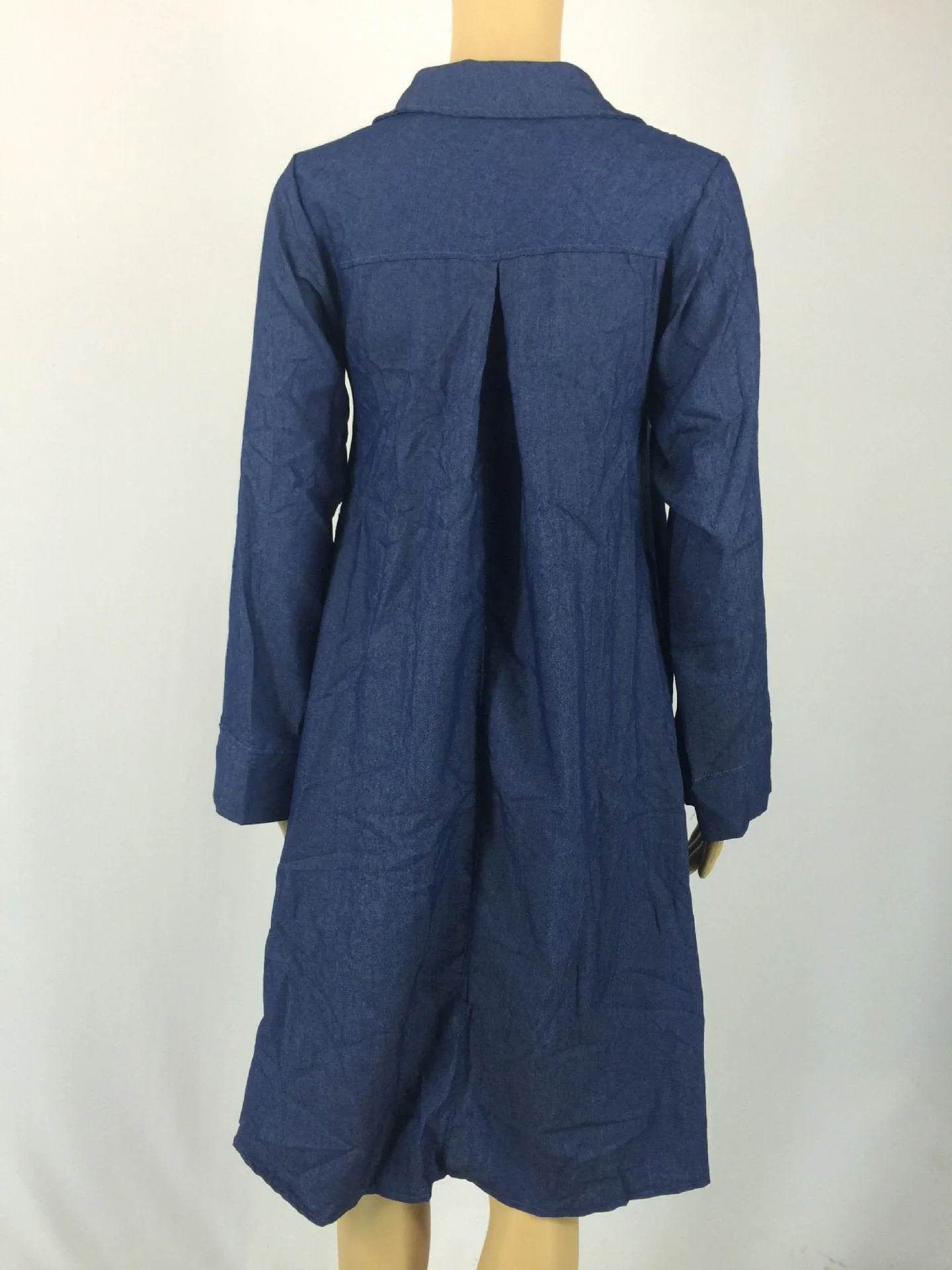 Pocket denim shirt large size women s irregular dress