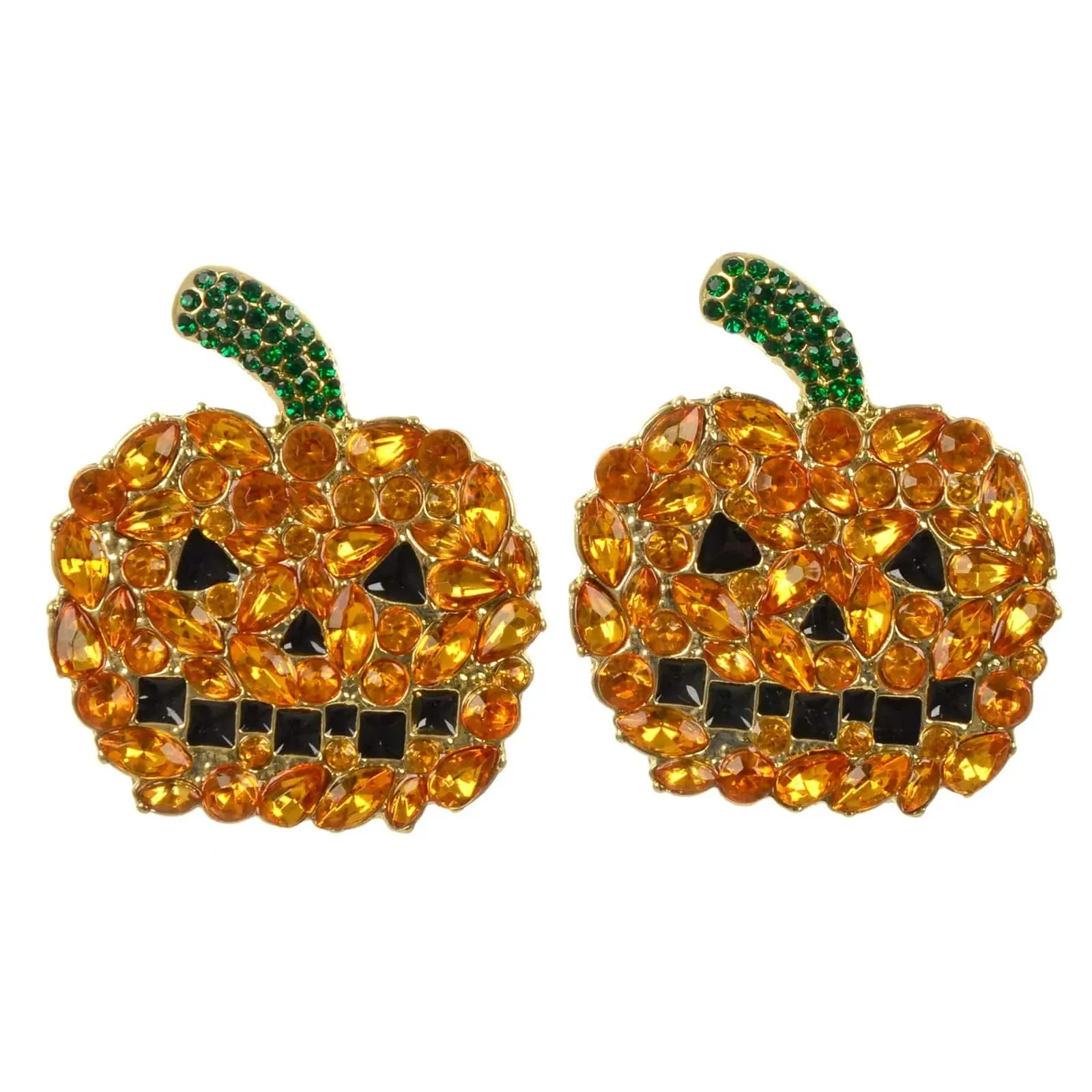 Pumpkin Stud Earrings Orange Gemstones Halloween Jewellery