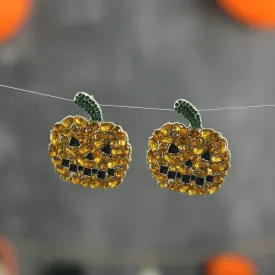 Pumpkin Stud Earrings Orange Gemstones Halloween Jewellery