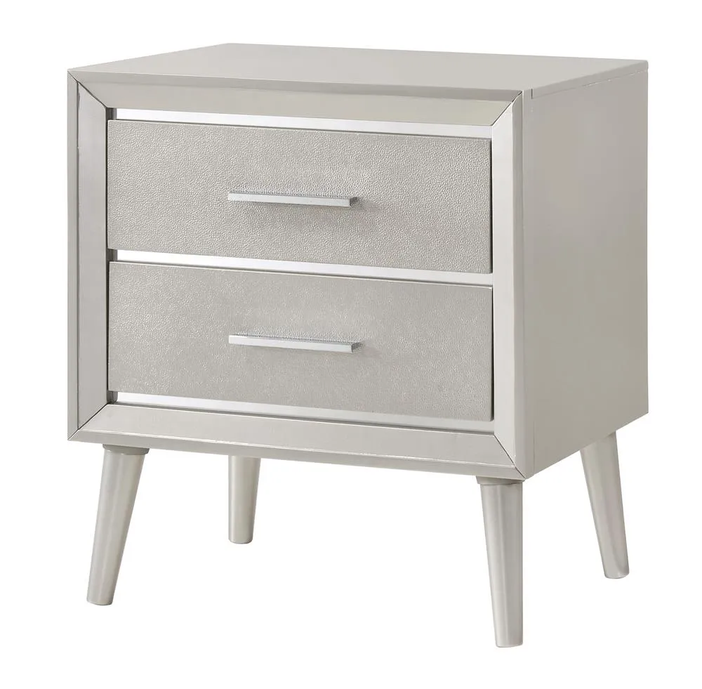 Ramon 2-drawer Nightstand Metallic Sterling