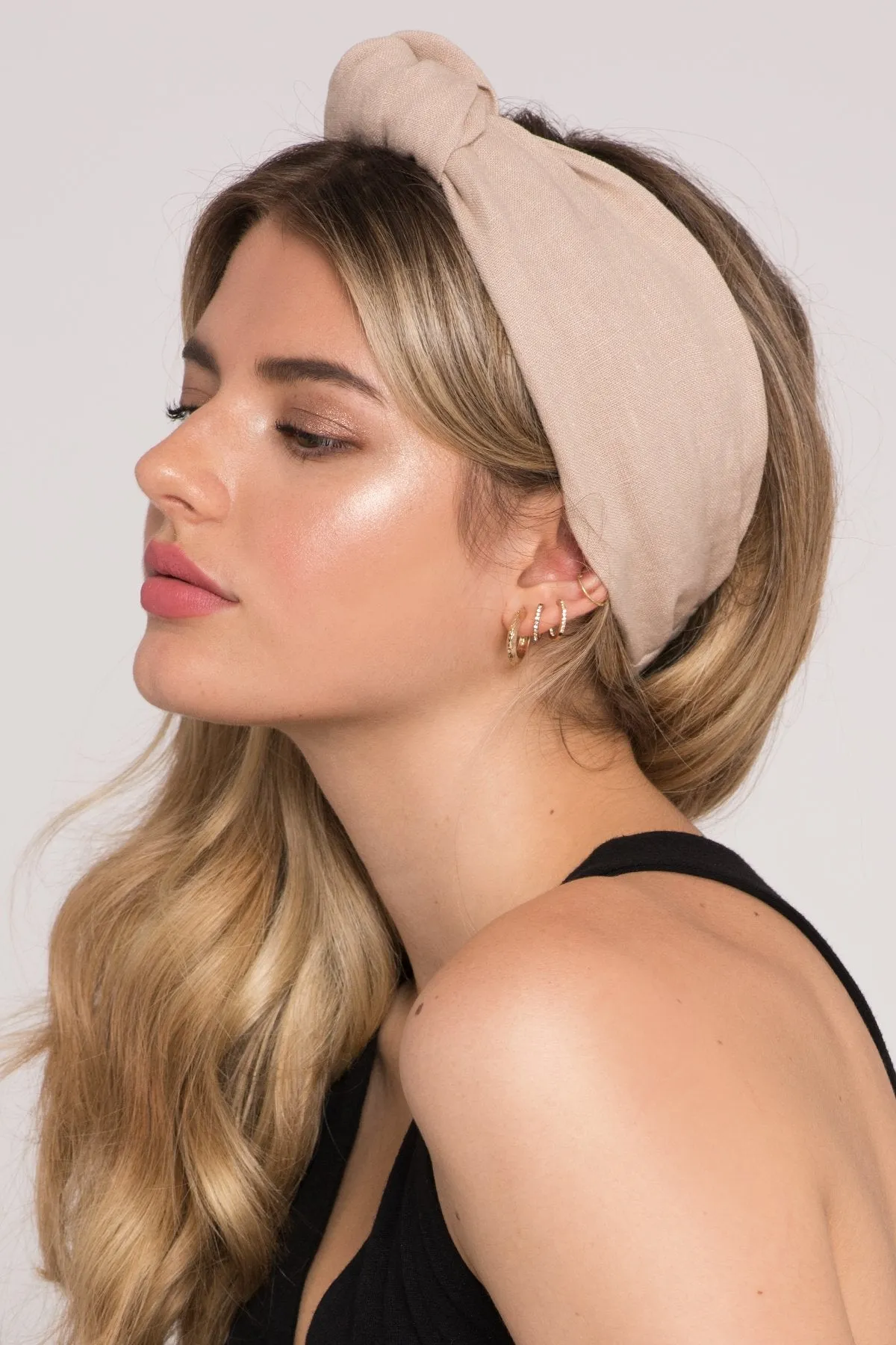 Retro Top-Knot Linen Headband