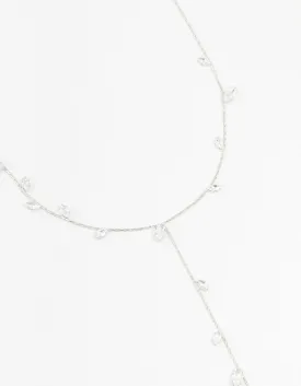 Rhodium Cubic Zirconia Vine Leaf Y-Necklace