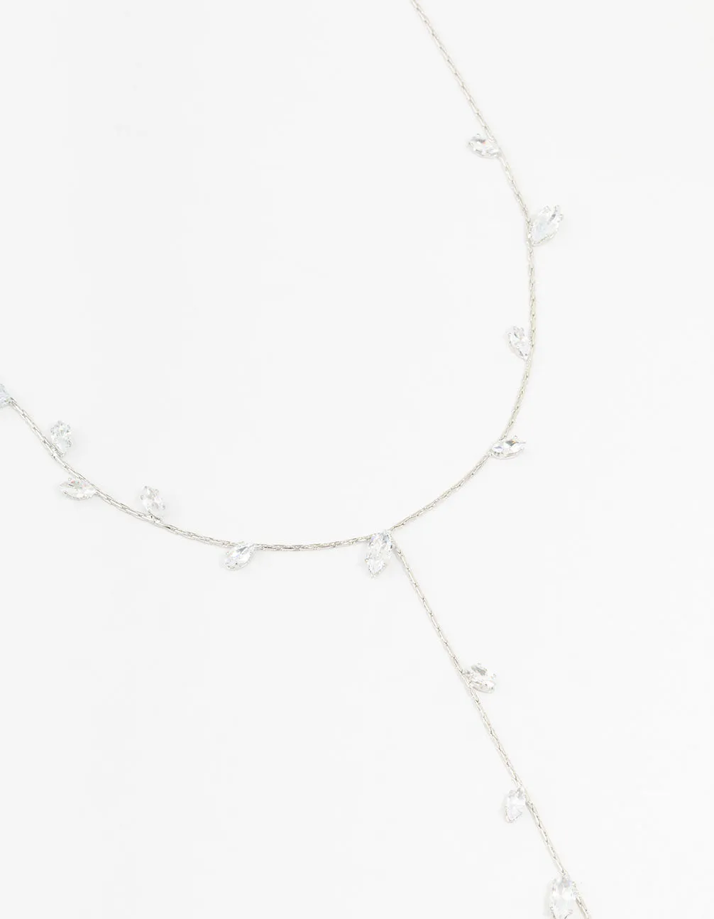 Rhodium Cubic Zirconia Vine Leaf Y-Necklace