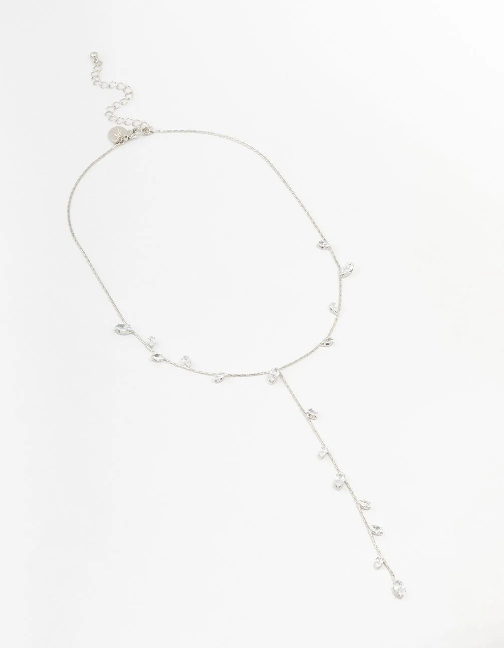 Rhodium Cubic Zirconia Vine Leaf Y-Necklace