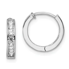 Rhodium Plated Channel Set Huggie Earrings