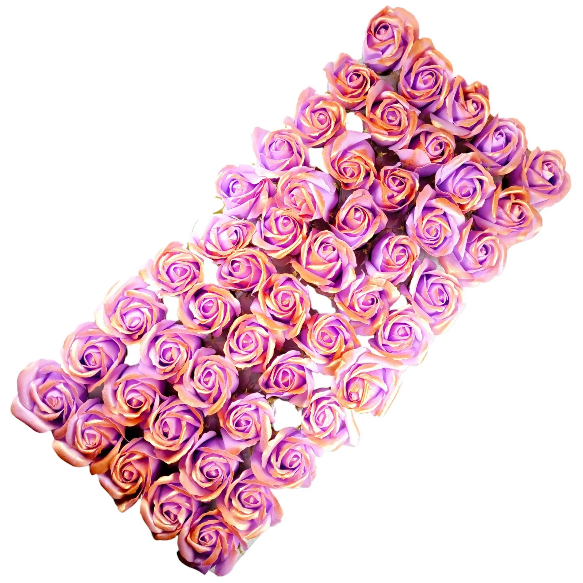 Rose Fabric Flower Head with Golden Glittery Top for Decoration, Craft or Textile - Design 143