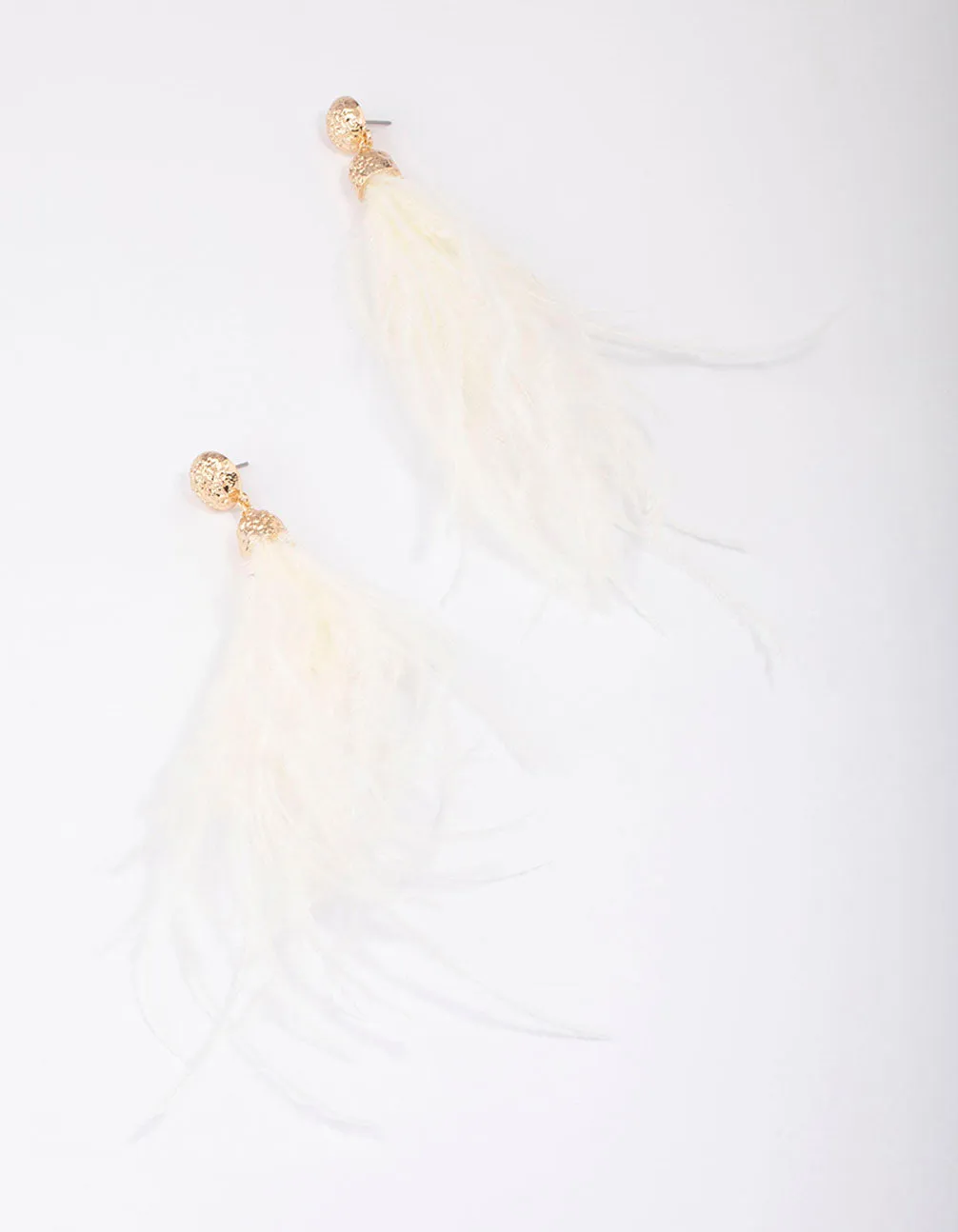 Rose Gold Textured Feather Drop Earrings