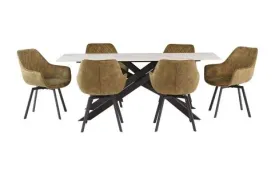 Sacramento 2.0M Dining Table - Kass Gold / Black Leg