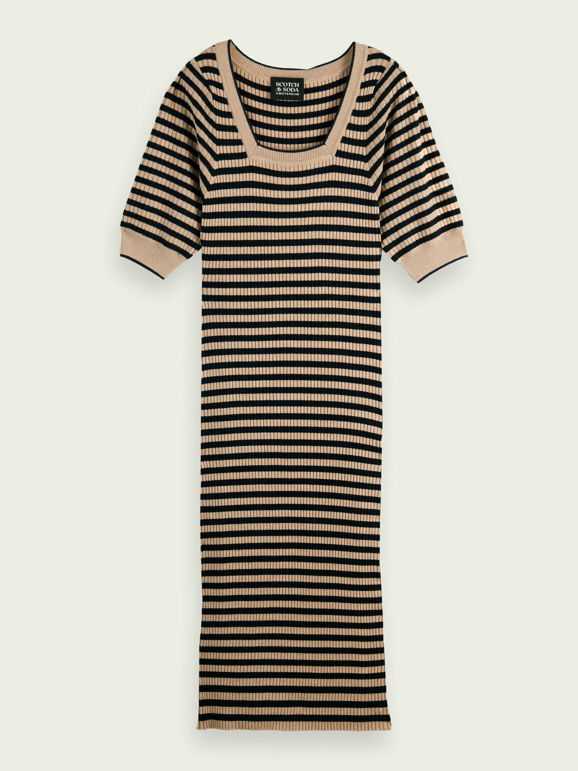 Short-sleeved rib knit dress in Combo S