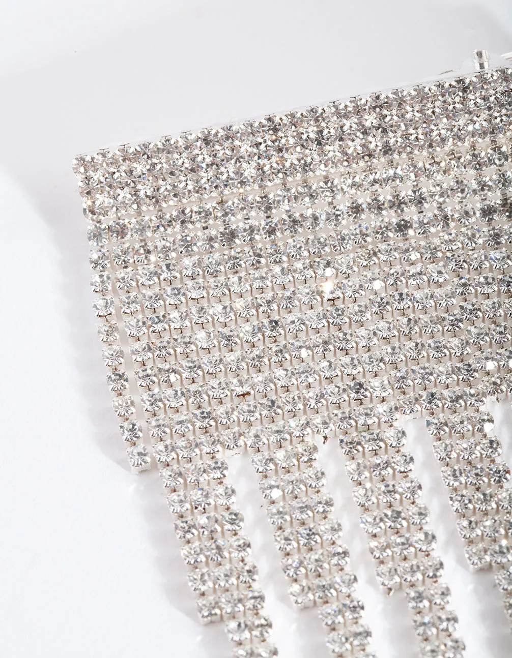 Silver Diamante Fringe Clip