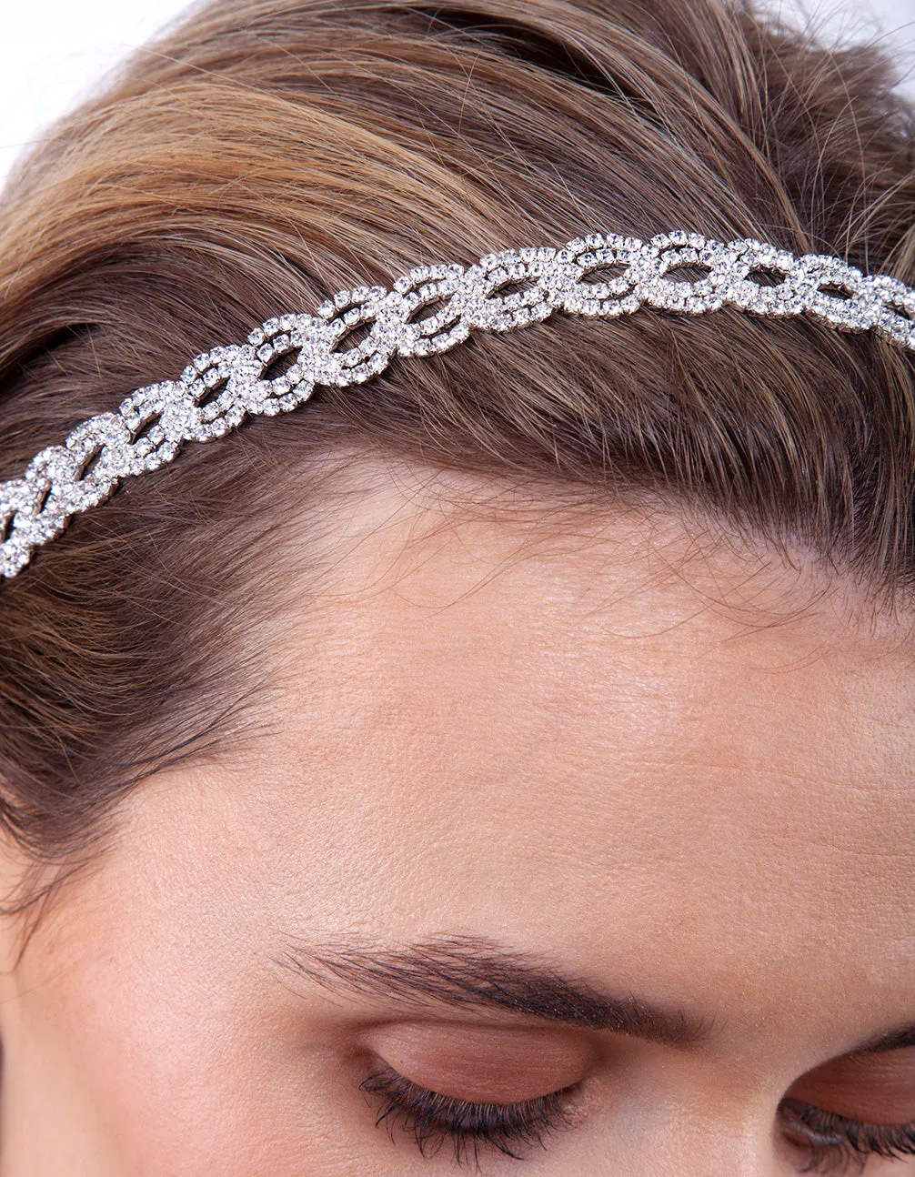 Silver Diamante Loop Stretch Headband