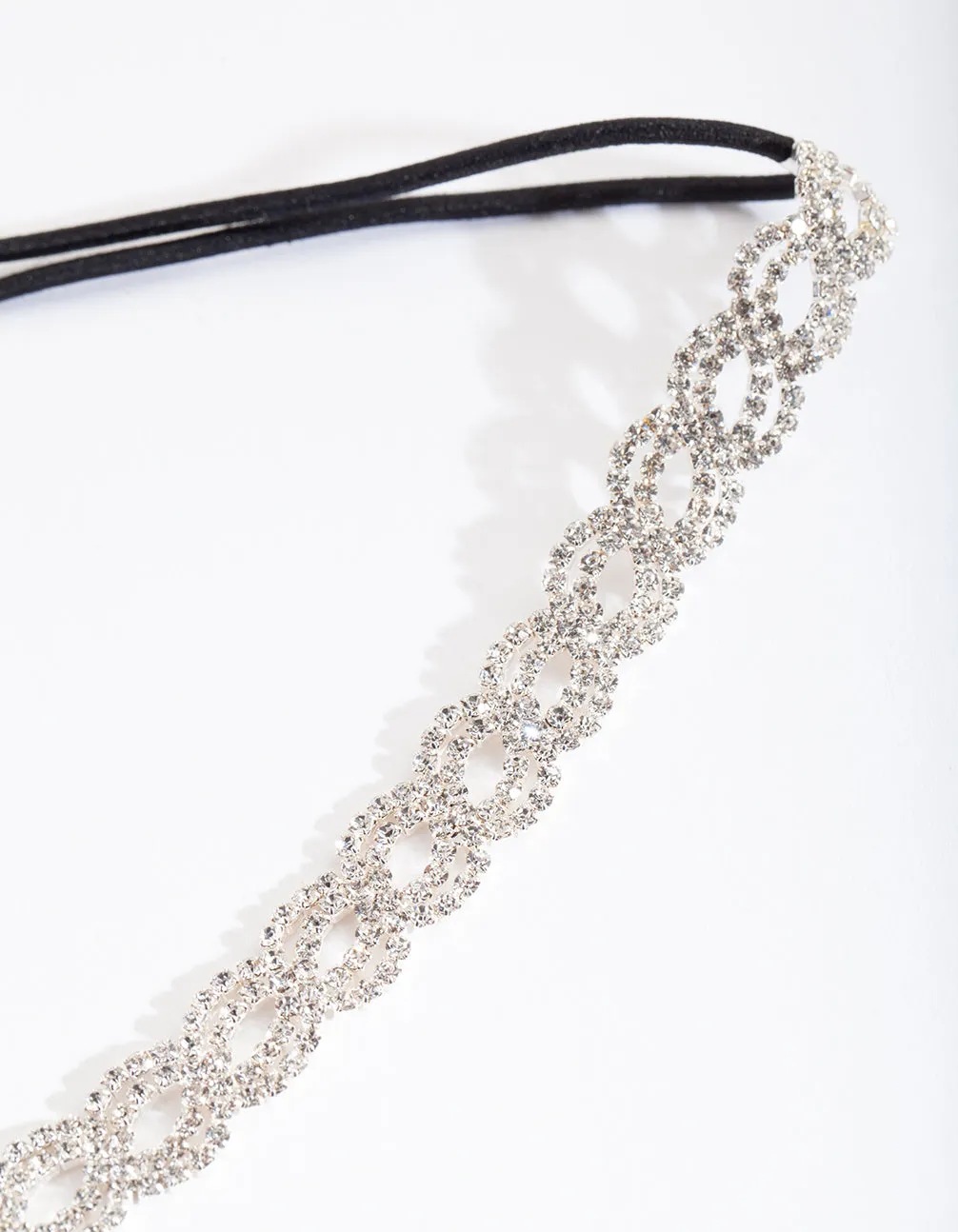 Silver Diamante Loop Stretch Headband