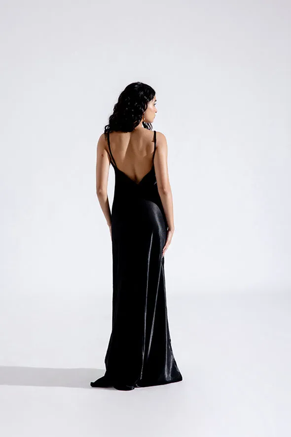 Sleek Ebony Slip Dress