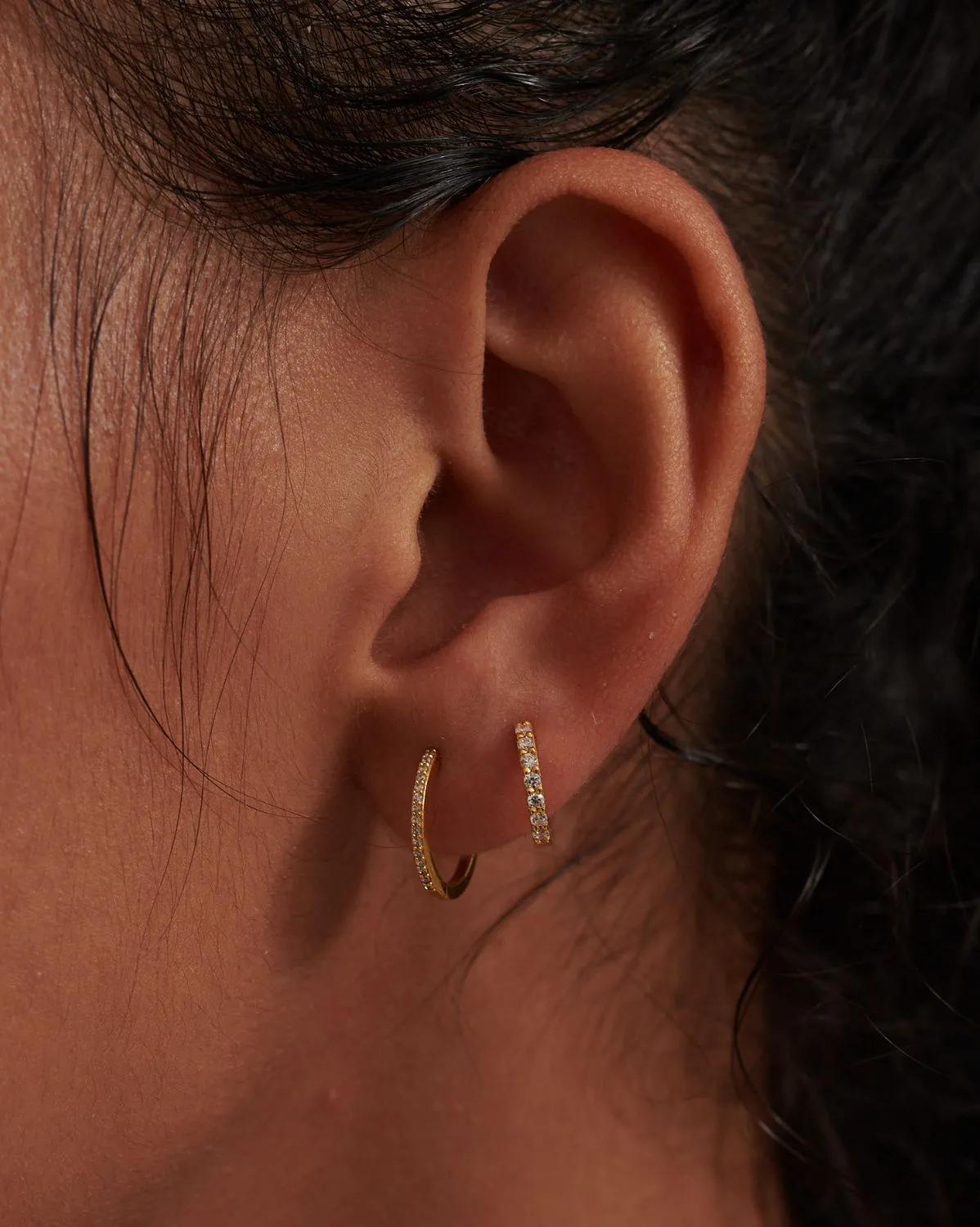 Solid Gold Slim Large Ophelia Hoops