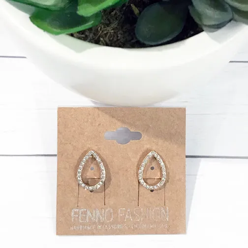 Sparkling Crystal Teardrop Stud Earrings (GOLD OR SILVER)