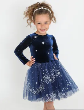 Sparkling Navy Velvet Dress