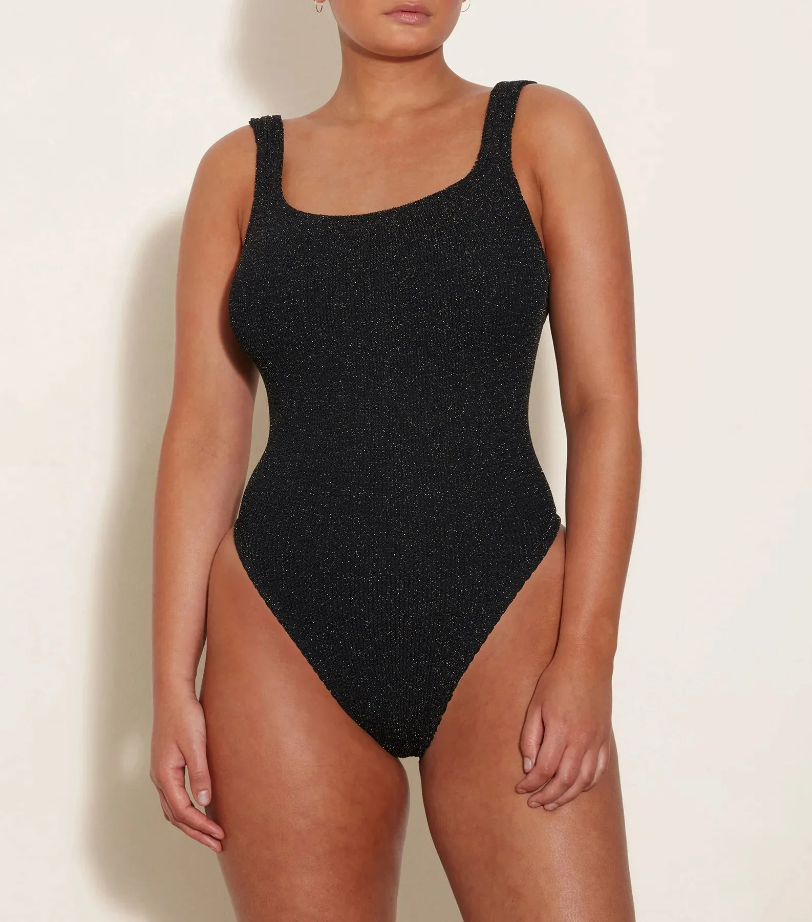 Square Neck One Piece - Black/Gold