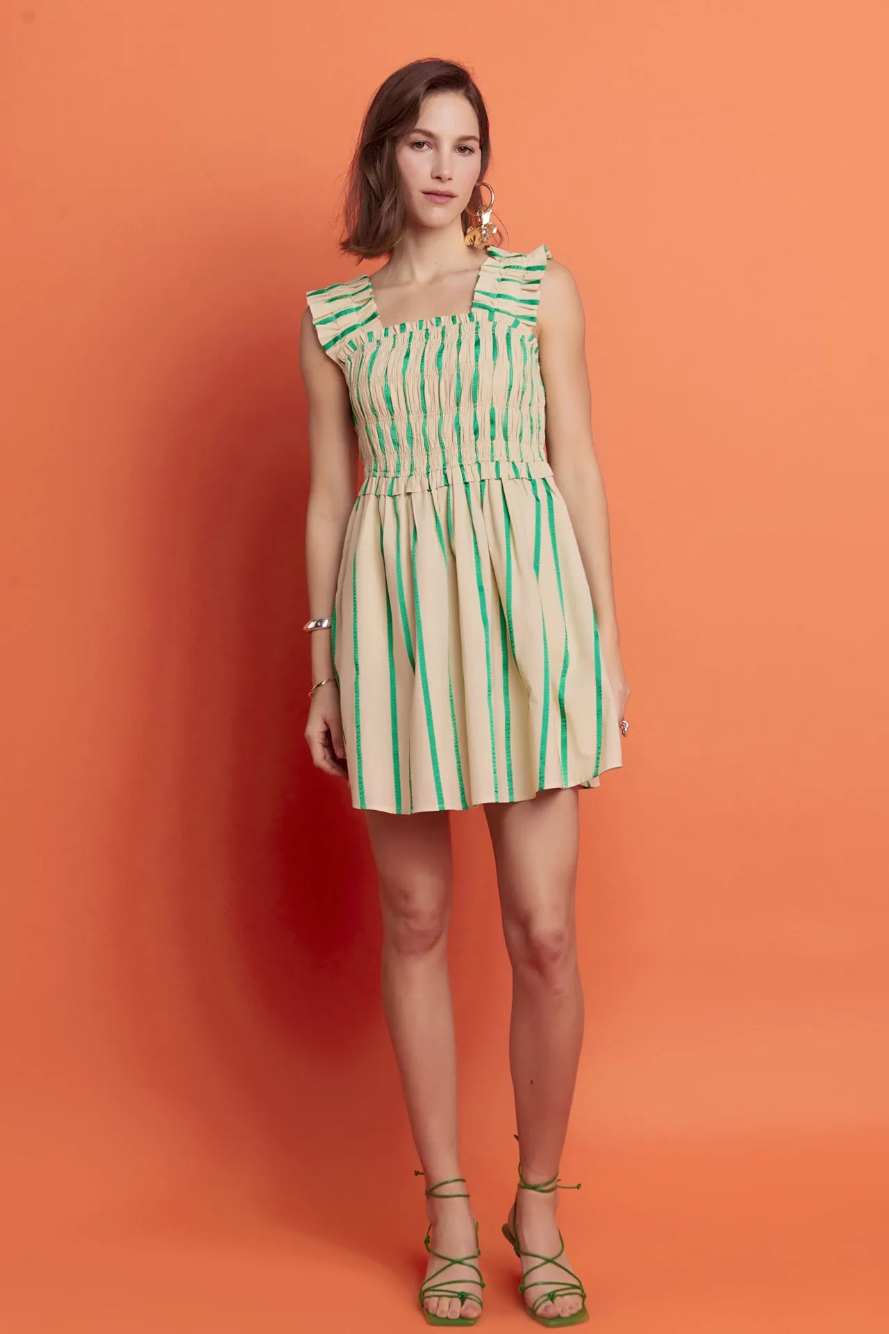 Stripe Ruffled Midi Dress