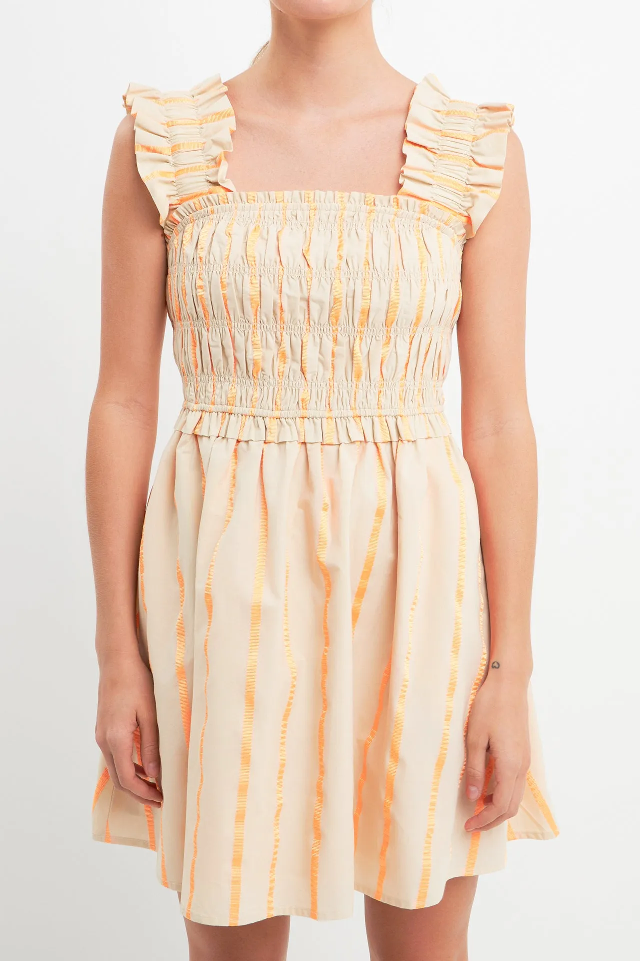 Stripe Ruffled Midi Dress