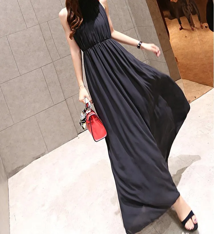 Summer Chiffon Sleeveless Bohemia Maxi Dress