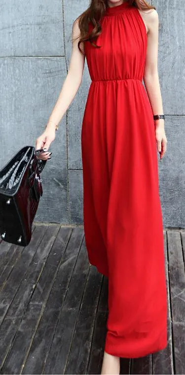 Summer Chiffon Sleeveless Bohemia Maxi Dress